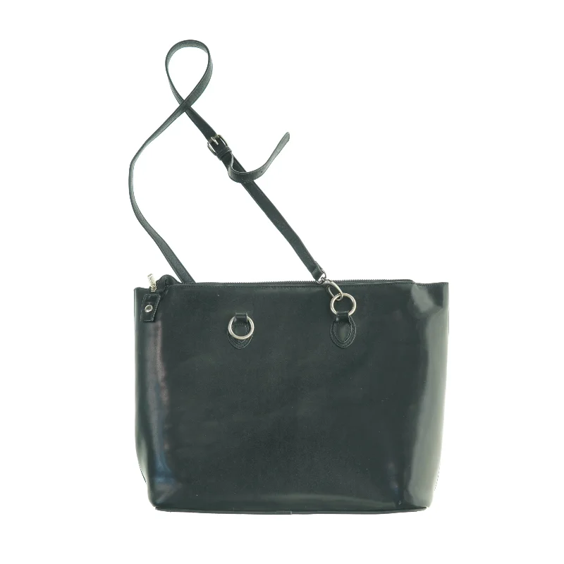 Sort skuldertaske i læder fra Pierre (str. 47 x 35 cm)