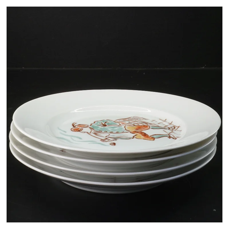 Sæt af 4 antikke tallerkener fra B&G (str. 4 stk Ø 22 cm)