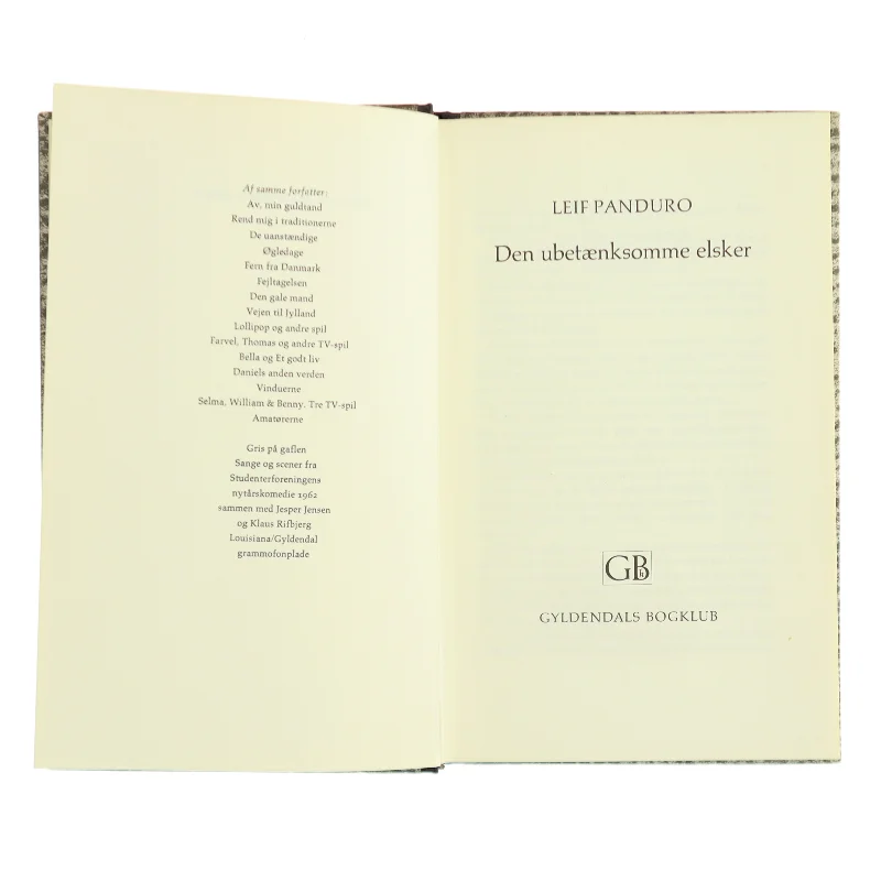 Antik bog med flot læder-indbinding. Den ubærlige elsker af Leif Panduro (Bog)