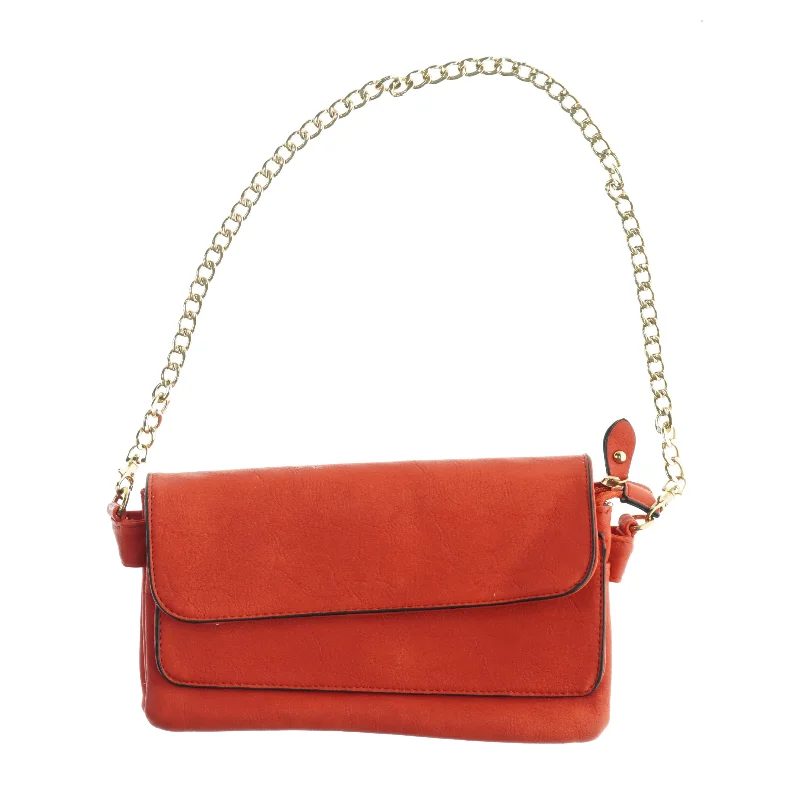 Rød skuldertaske i læder (str. 29 x 16 cm)