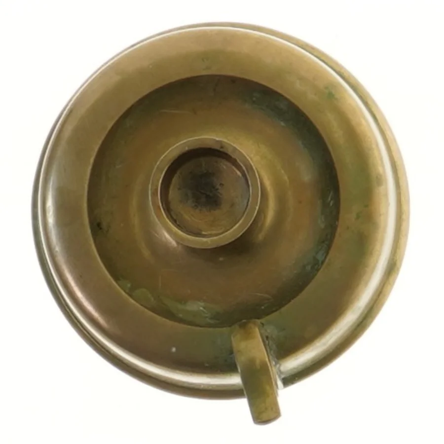 Flot, antik messing lysestage med hank (str. Ø 10 cm)