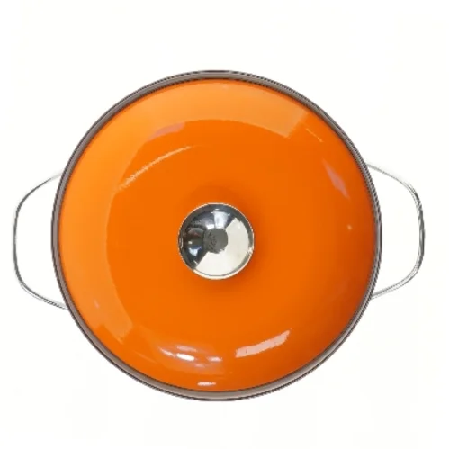 Stor Lotus Lyngby emaljegryde med låg og håndtag (str. Ø 27cm længde 13 cm)