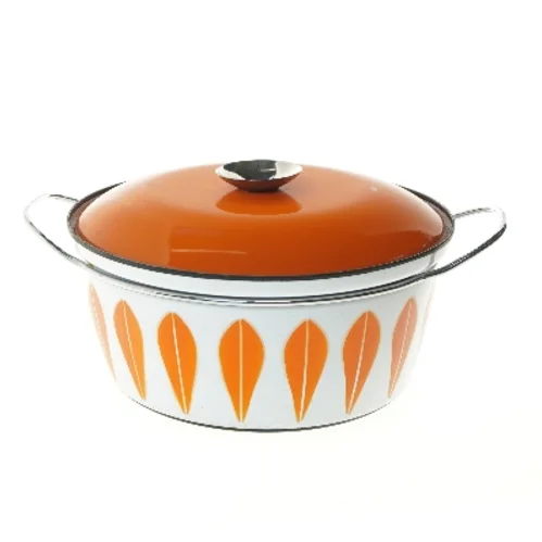 Stor Lotus Lyngby emaljegryde med låg og håndtag (str. Ø 27cm længde 13 cm)