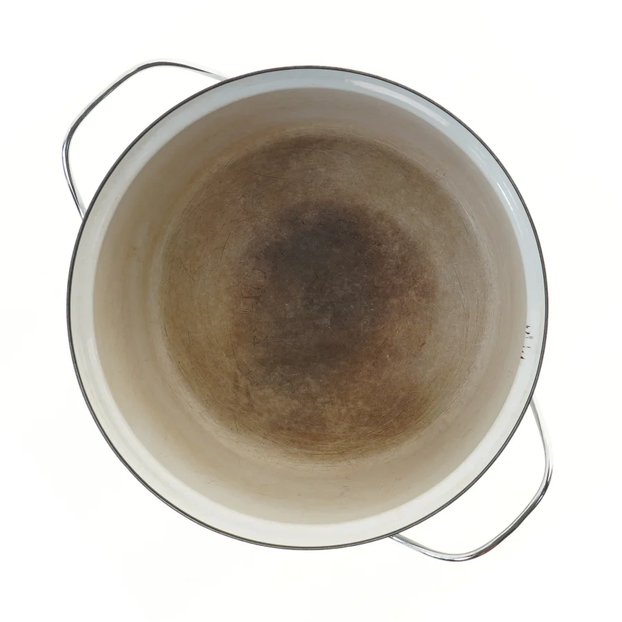 Stor Lotus Lyngby emaljegryde med låg og håndtag, den originale (str. Ø 27cm længde 13 cm)