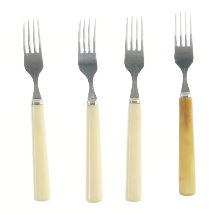 Gafler med håndtag af horn, 4 stk (str. 4 stk 15,5 cm)