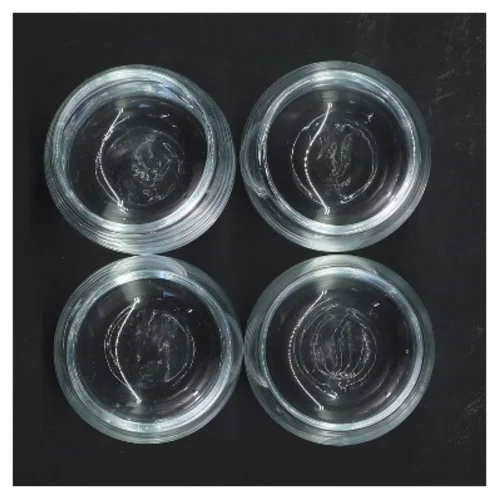 Sæt af 4 flotte runde glas (8 glas i 2 annoncer) (str. 4 stk Ø 4,5 cm længde 5,5 cm)