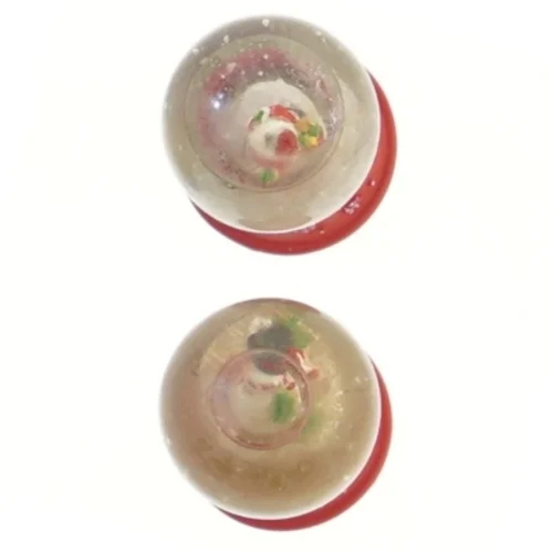 Røde sneglober med julemænd (str. 6,5 cm)