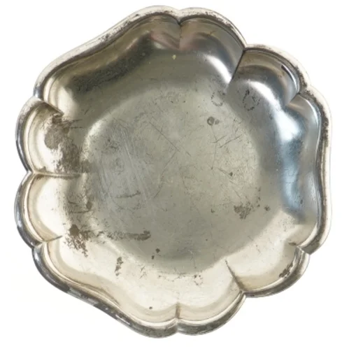 Antikt fad i pletsølv Ø 16 cm (str. Ø 16 cm)