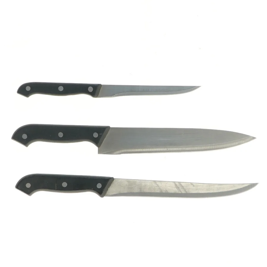 Sæt med tre gode og skarpe køkkenknive (str. 3 stk 33 cm)