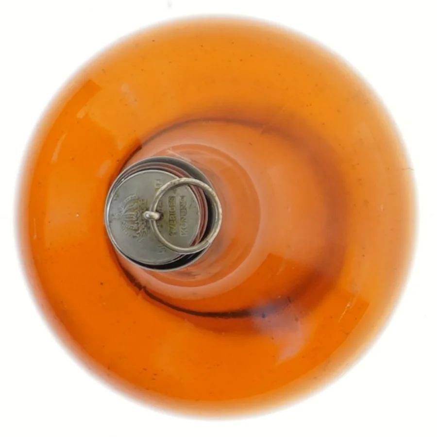 Vintage flaskeformet vase med indgraveret metalprop (str. 20 cm)