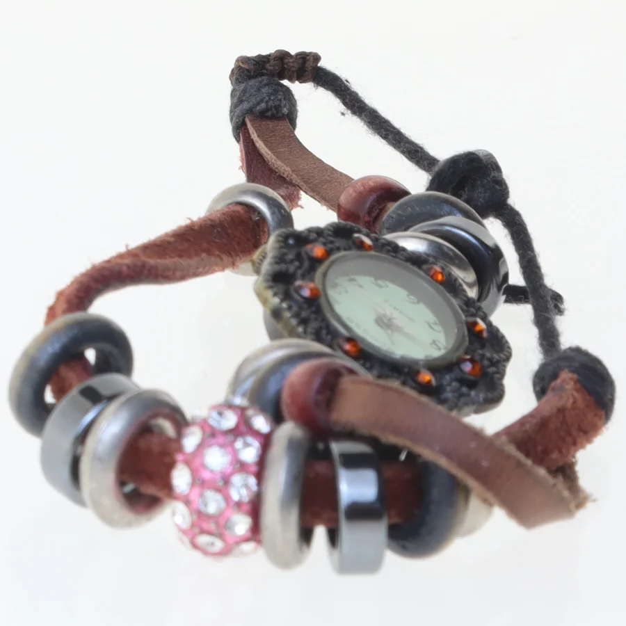 Armbåndsur med læderrem fra Cluci (str. 13 cm)