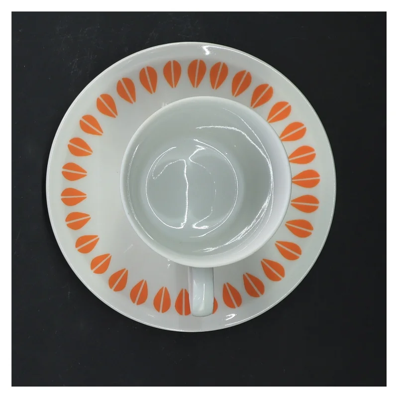 Original Lotus Lyngby Kaffekop med underkop. Flot stand (str. Ø 13 og 7,5 cm)