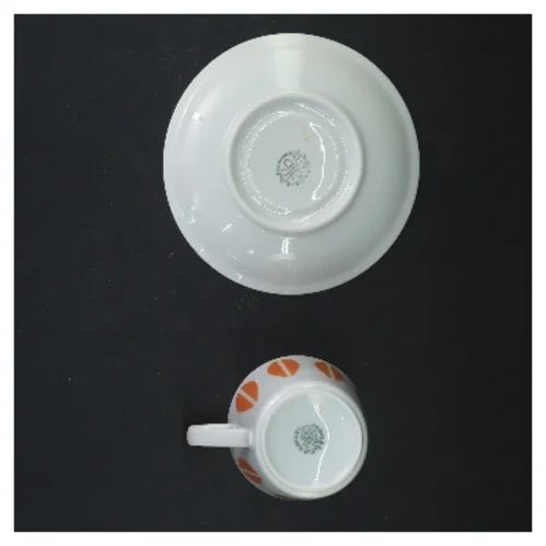 Original Lotus Lyngby Kaffekop med underkop. Flot stand (str. Ø 13 og 7,5 cm)