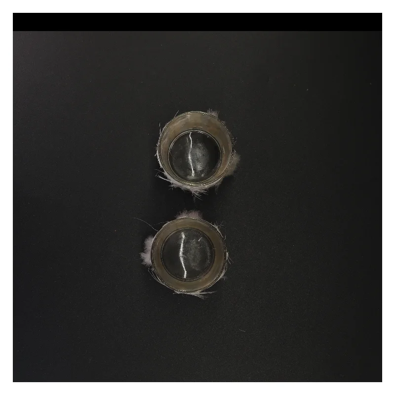 Fjerbelagte glaslysestager (str. 8 x 7 cm)