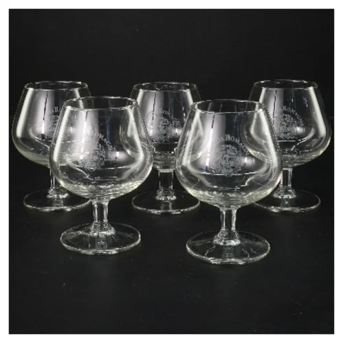 Sæt af fem smukke italienske glas (str. 5 stk Ø 5,5 cm længde 11 cm)