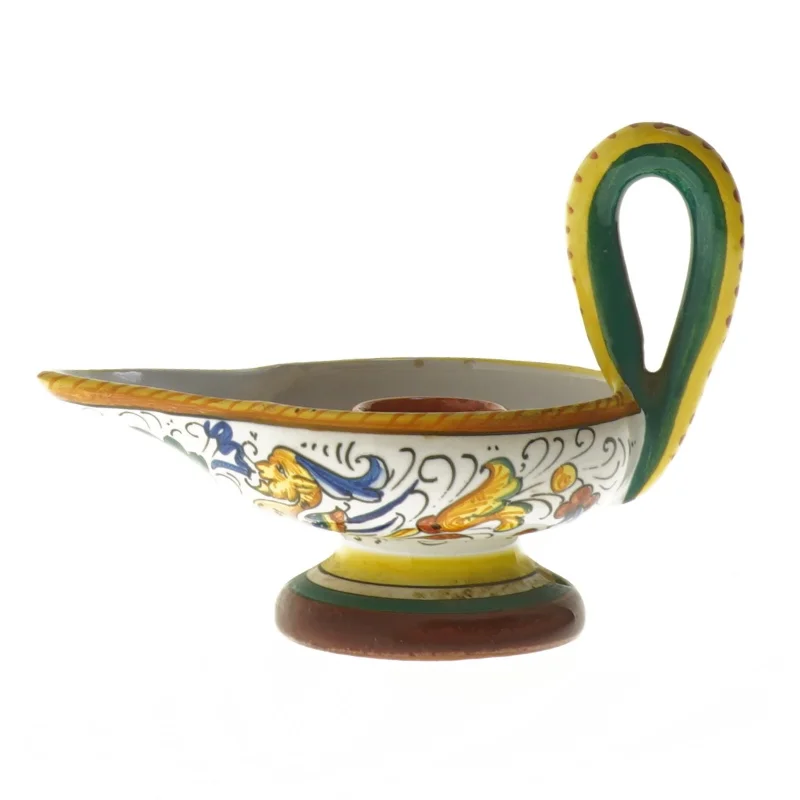 Dekorativ lysestage formet som olielampe i keramik (str. 15x9 cm)