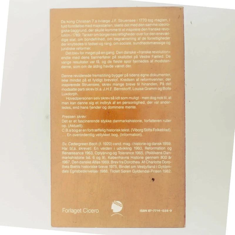 Struensee og hans tid af Svend Cedergreen Bech (Bog)
