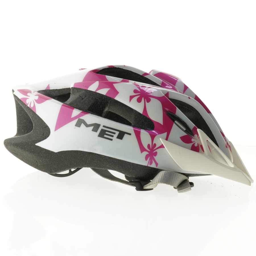 Cykelhjelm med pink blomstermønster (str. 52-57 cm)