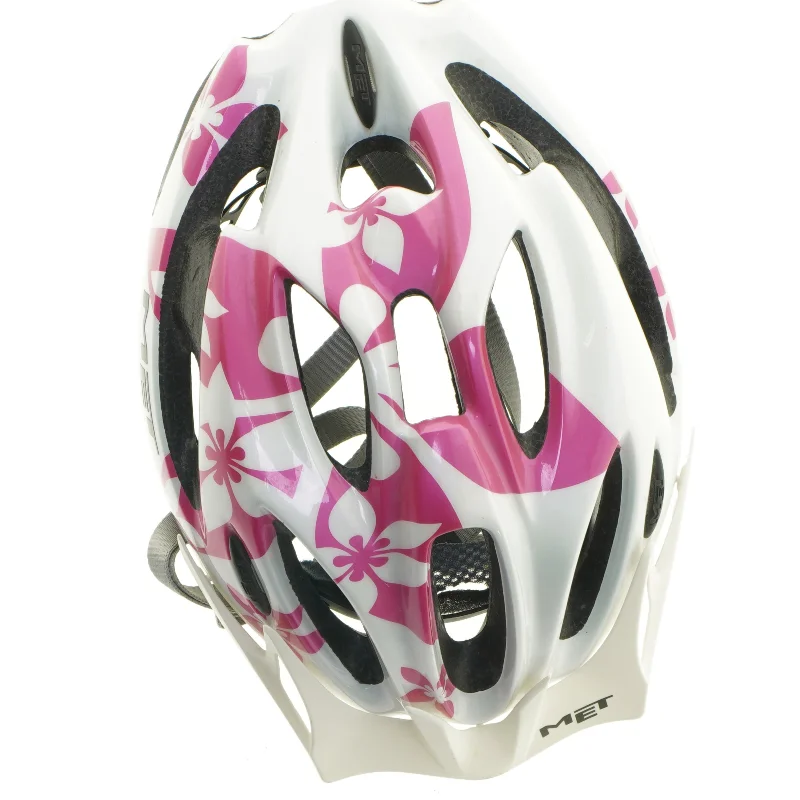 Cykelhjelm med pink blomstermønster (str. 52-57 cm)