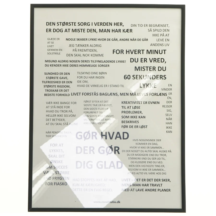 Inspirationsplakat med sort ramme fra Constitutio (str. 31 x 41 cm)