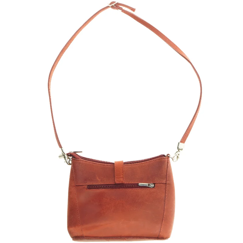 Rød læder skuldertaske fra Rudi & Harald Nielsen (str. 23,5x17 cm)