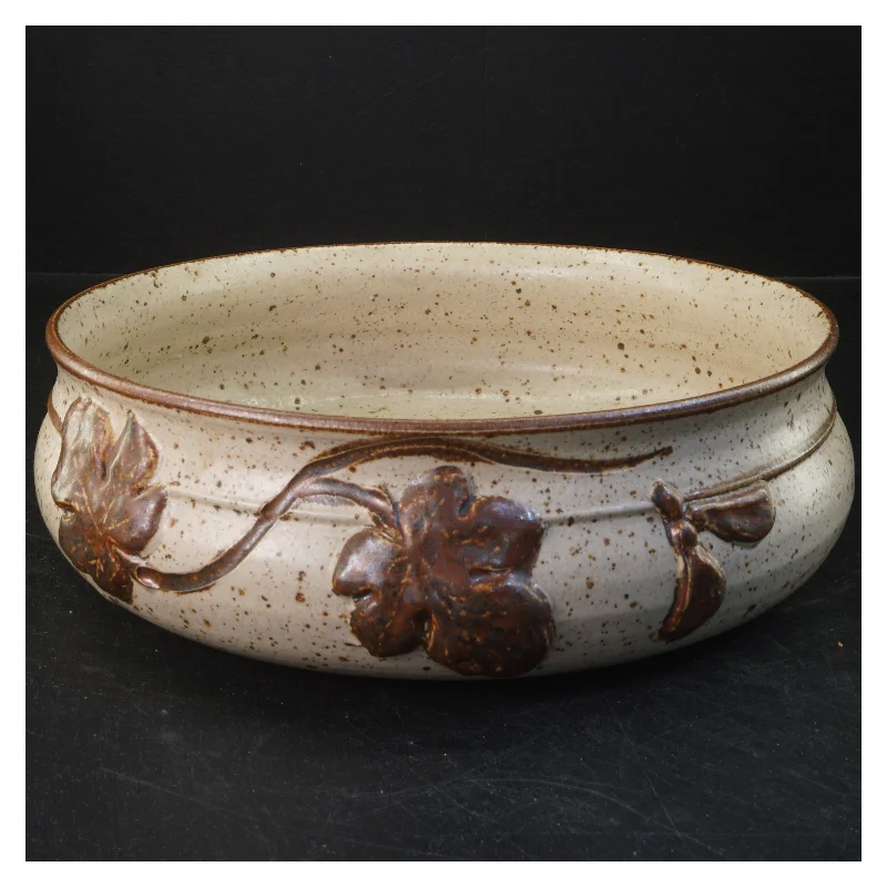 Keramisk fad med blomstermønster (str. Ø 26x8 cm)