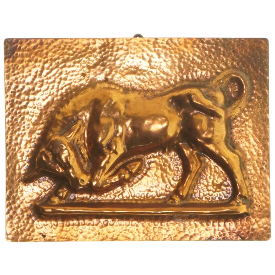 Relief i kobber, tyr motiv (str. 21x16 cm)