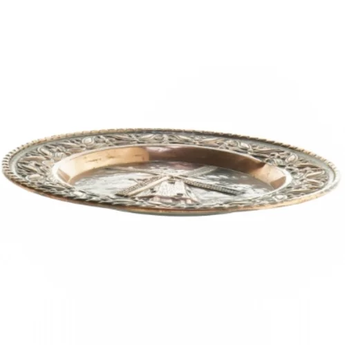 kobber platte med vindmølle motiv (str. Ø 30x2 cm)