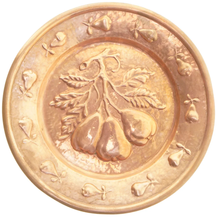 Kobber platte pære-design (str. Ø 32x2,5 cm)
