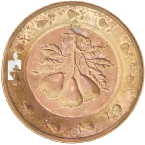 Kobber platte pære-design (str. Ø 32x2,5 cm)