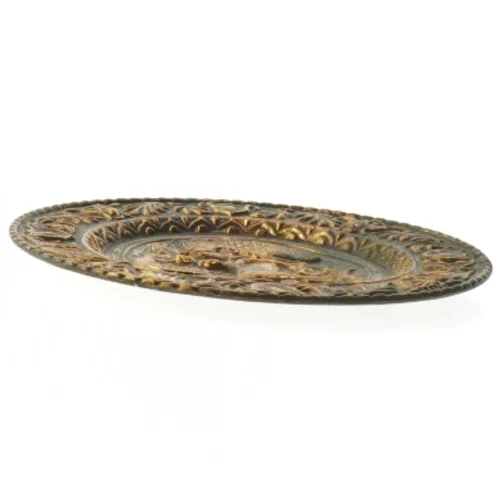 messing platte med heste motiv (str. 24 cm)
