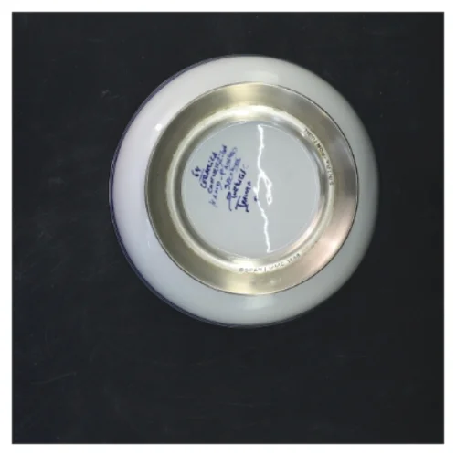 Dekorativ porcelænsskål med sølvfod fra Sintra, Måske Porcelæn (str. 6x14,5 cm)