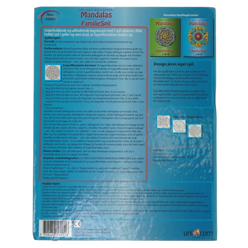 Bogstavspil Mandalas Familiespil fra Unicorn (str. 21x27 cm)