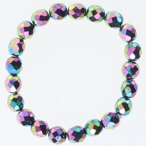 Perlearmbånd med flerfarvede facetter (str. Ø 7 cm)