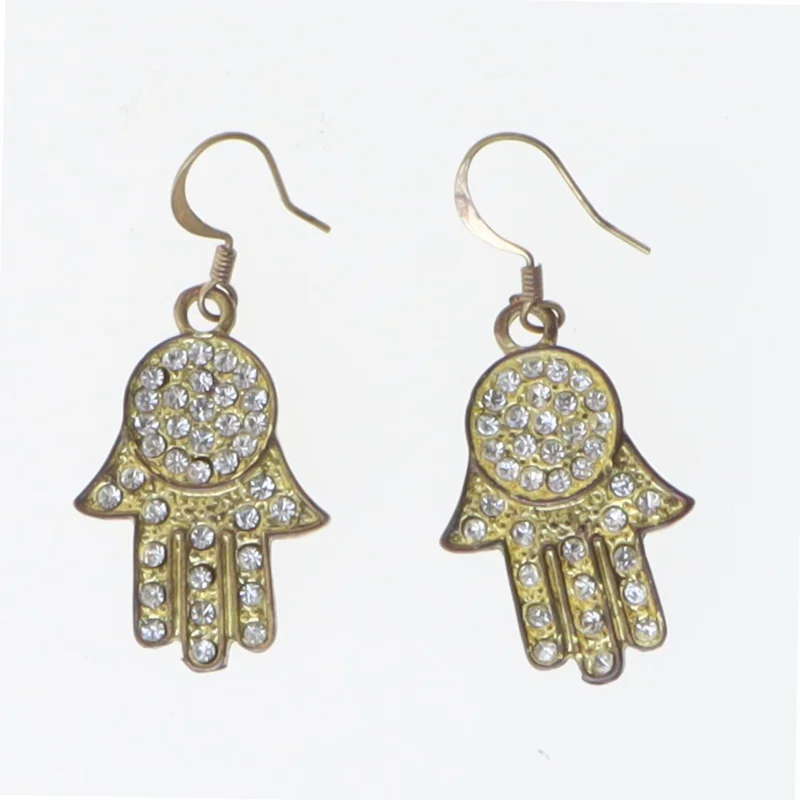 Hamsa øreringe med sten (str. 4 cm)