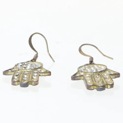 Hamsa øreringe med sten (str. 4 cm)