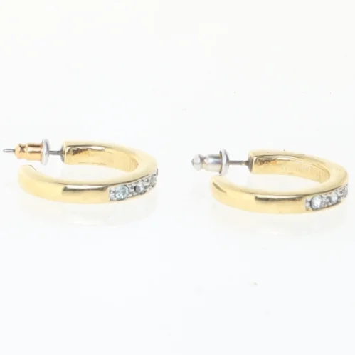 Guld hoop øreringe med sten (str. Ø 2 cm)