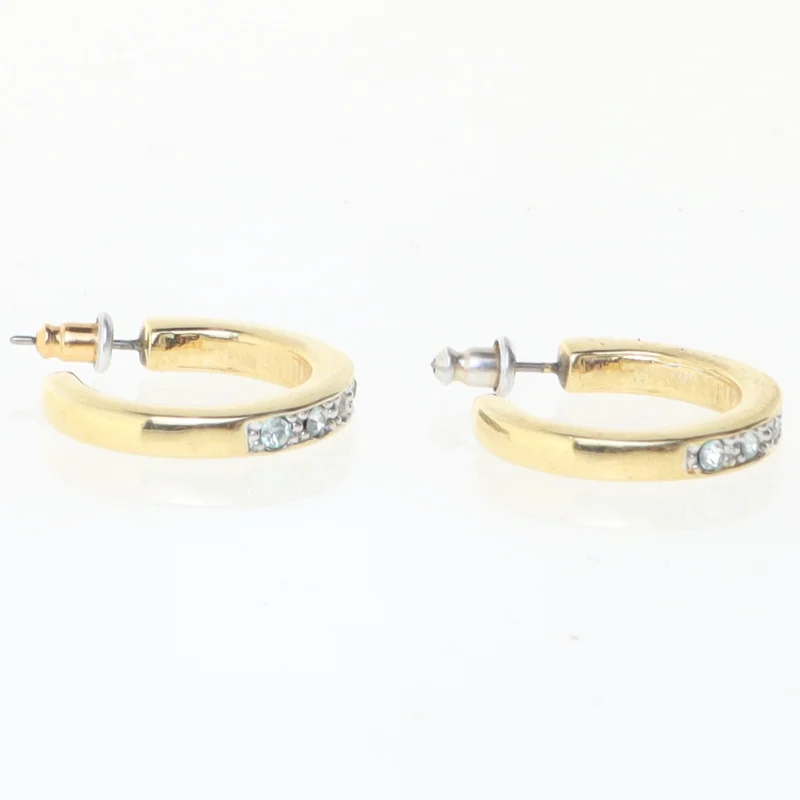 Guld hoop øreringe med sten (str. Ø 2 cm)