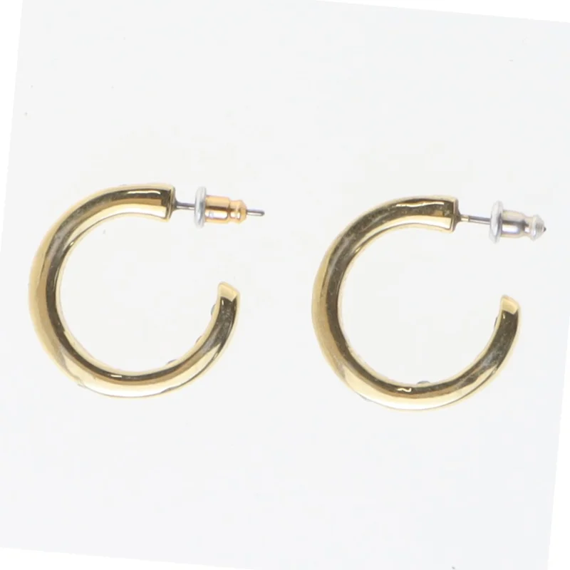 Guld hoop øreringe med sten (str. Ø 2 cm)