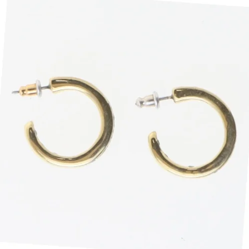 Guld hoop øreringe med sten (str. Ø 2 cm)