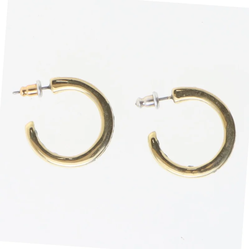 Guld hoop øreringe med sten (str. Ø 2 cm)