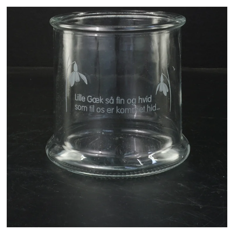 Glas vase med sneklokke motiv (str. Ø 12 cm)