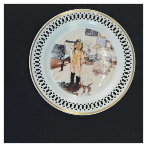 Dekorativ tallerken med kunstmotiv (str. Ø 17 cm) fra Bing & Grøndahl