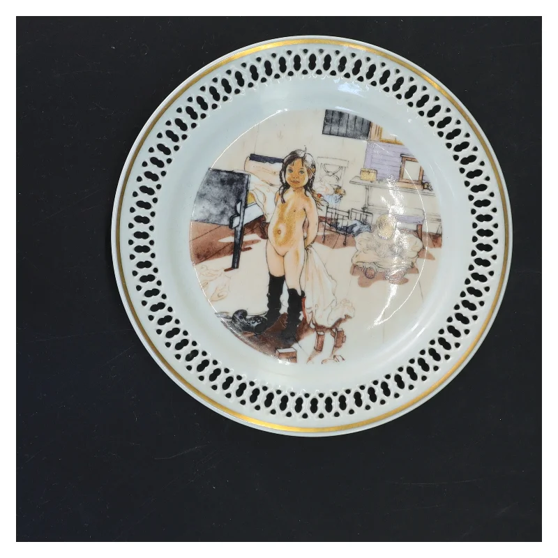 Dekorativ tallerken med kunstmotiv (str. Ø 17 cm) fra Bing & Grøndahl