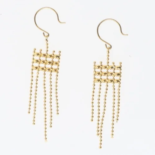 Guld øreringe med kæder (str. 6 cm)