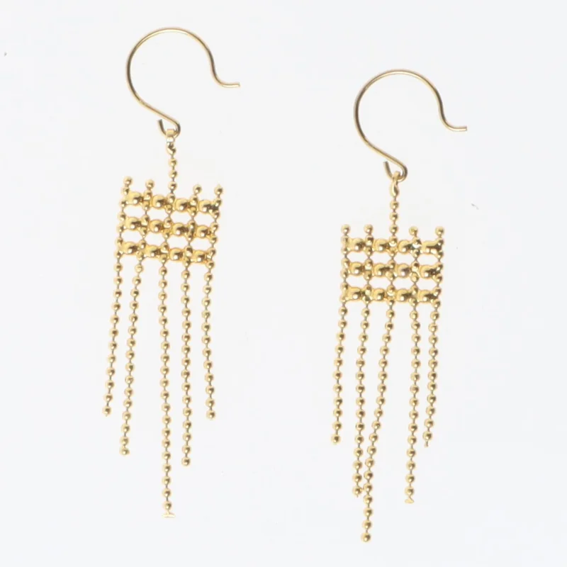 Guld øreringe med kæder (str. 6 cm)