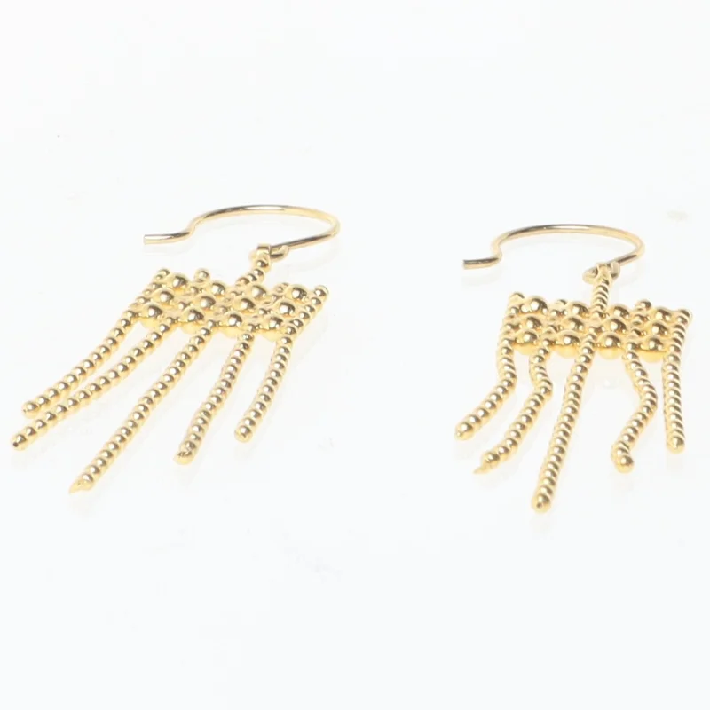 Guld øreringe med kæder (str. 6 cm)