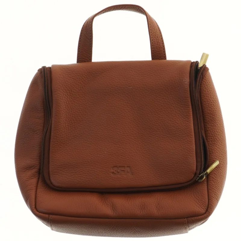 Brun læder taske (str. 29x24,5 cm)