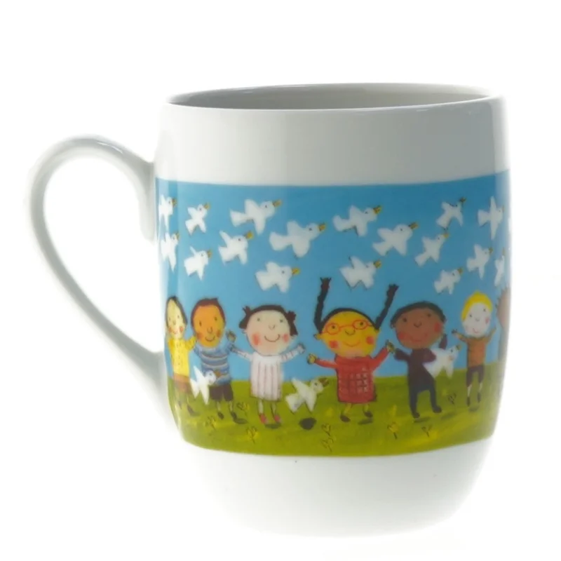 Porcelænskrus med UNICEF motiv fra UNICEF (str. Ø. 8 cm længde. 10 cm)