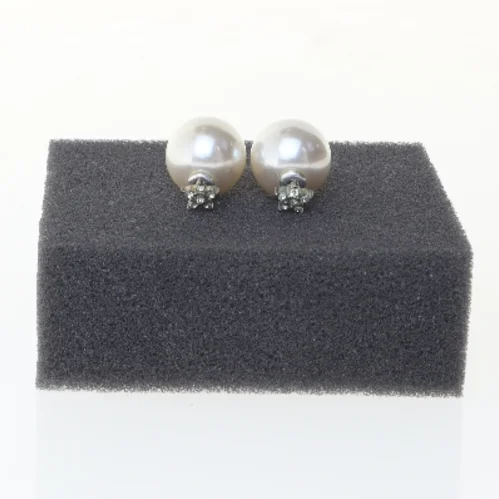 Perleøreringe med sten (str. 2 cm)